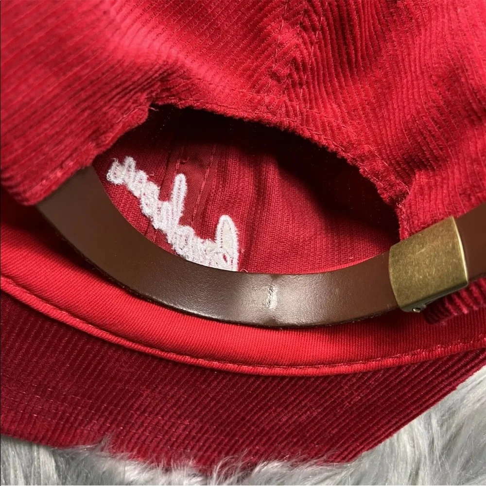 Broken Promises Red Corduroy Strap Back Hat One Size